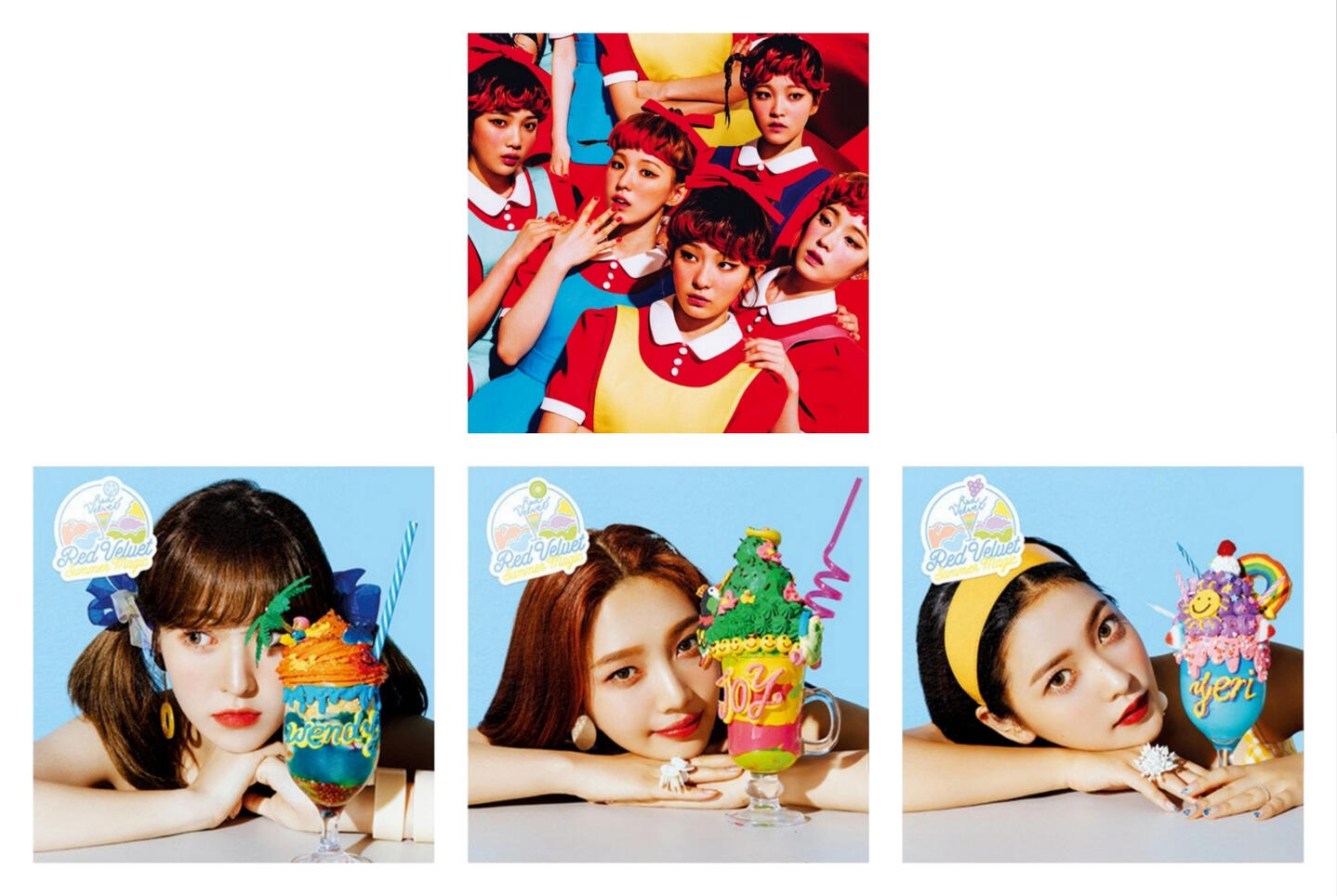 red velvet albums (The Red - Red ver., SMLE Wendy, Joy, and Yeri)